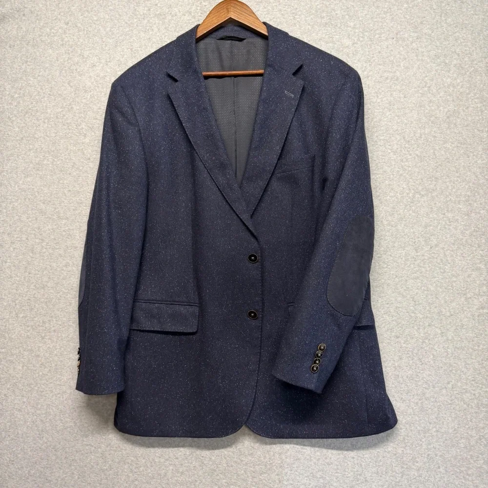Hugo Boss Sport Coat Men 46R Wool Silk Blend Elbow Patch‎ Stretch Blazer Career